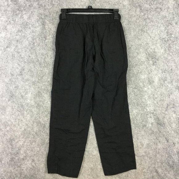 Babaton Pants XXS Linen Black Straight Crop Mid Rise Casual Drawcord Artizia - Picture 10 of 14